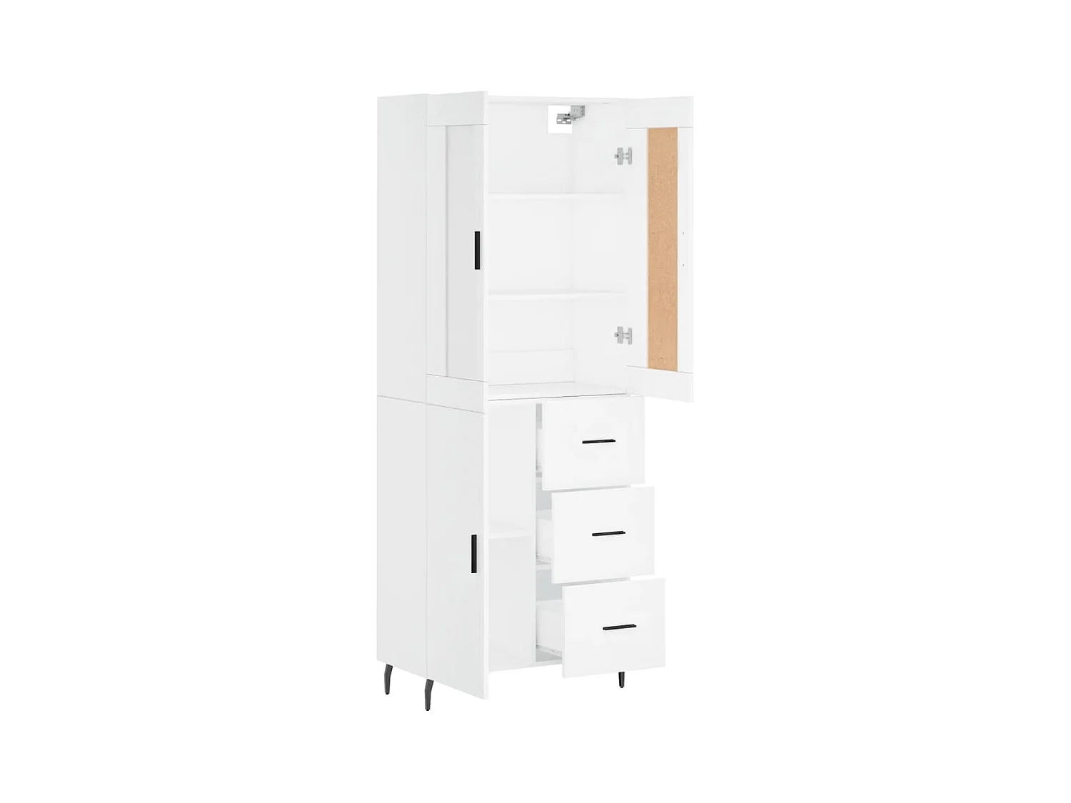 Wit hoog dressoir 69,5x34x180 cm Technisch hout