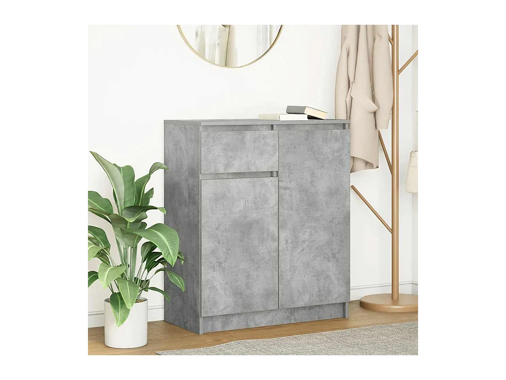 Buffet avec tiroir gris béton 71x35x84 cm bois d'ingénierie