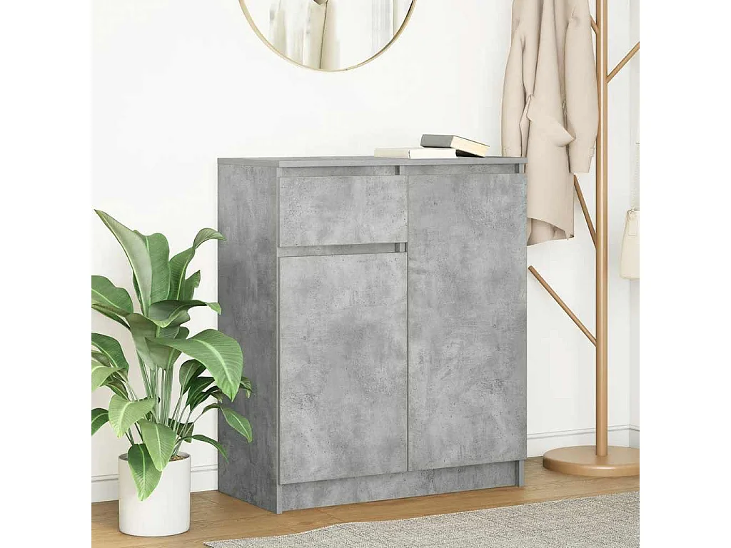 Buffet avec tiroir gris béton 71x35x84 cm bois d'ingénierie