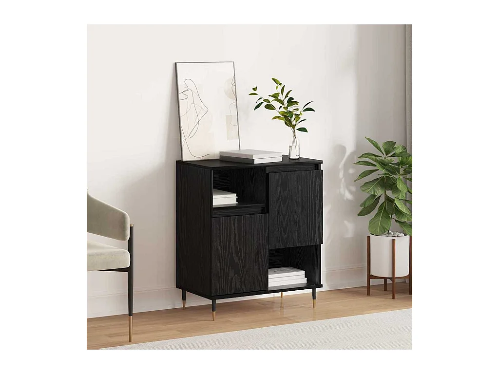Credenza in rovere nero 60 x 35 x 70 cm in legno ingegnerizzato