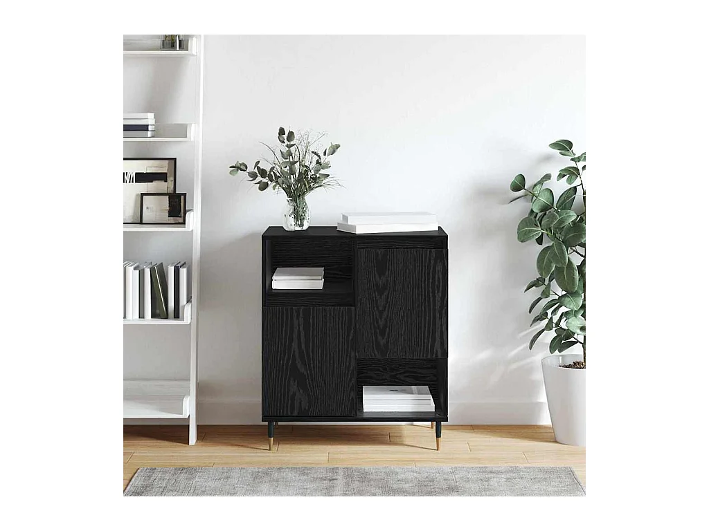 Credenza in rovere nero 60 x 35 x 70 cm in legno ingegnerizzato