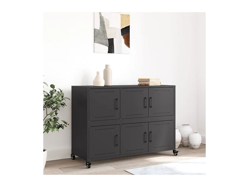 Buffet noir 100,5x39x72 cm acier