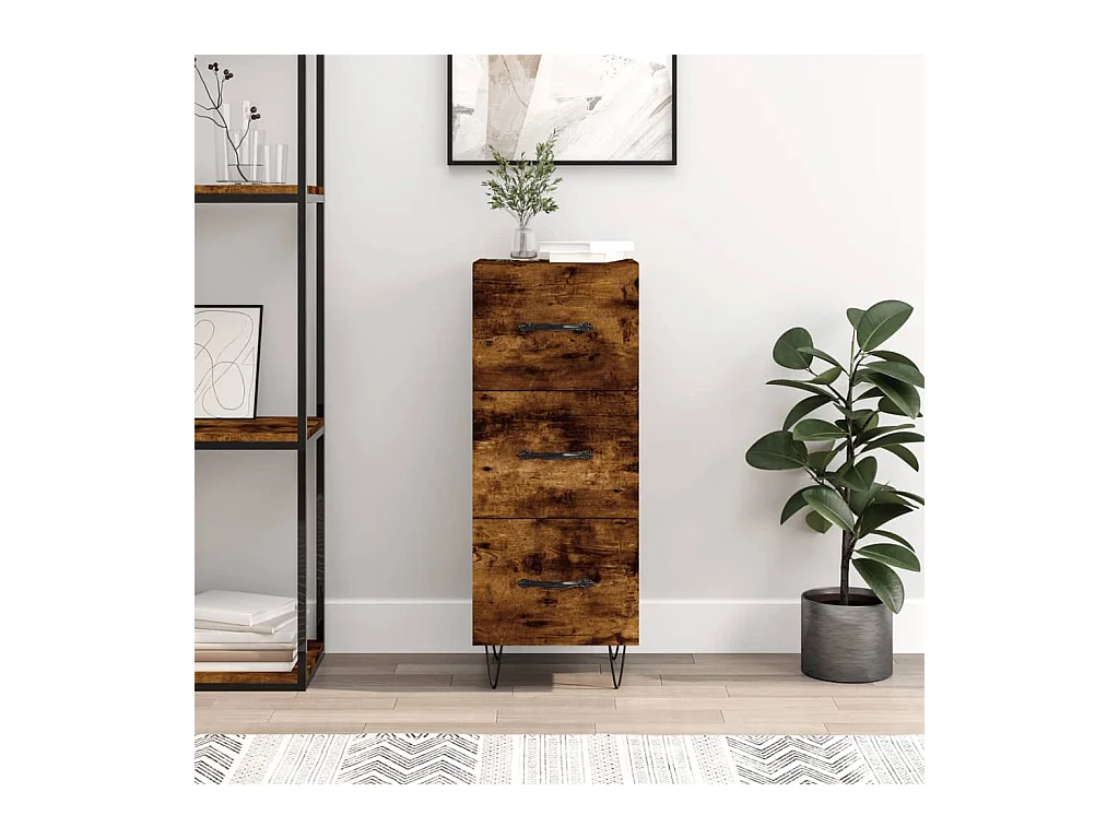 Buffet Chêne fumé 34,5x34x90 cm Bois d'ingénierie