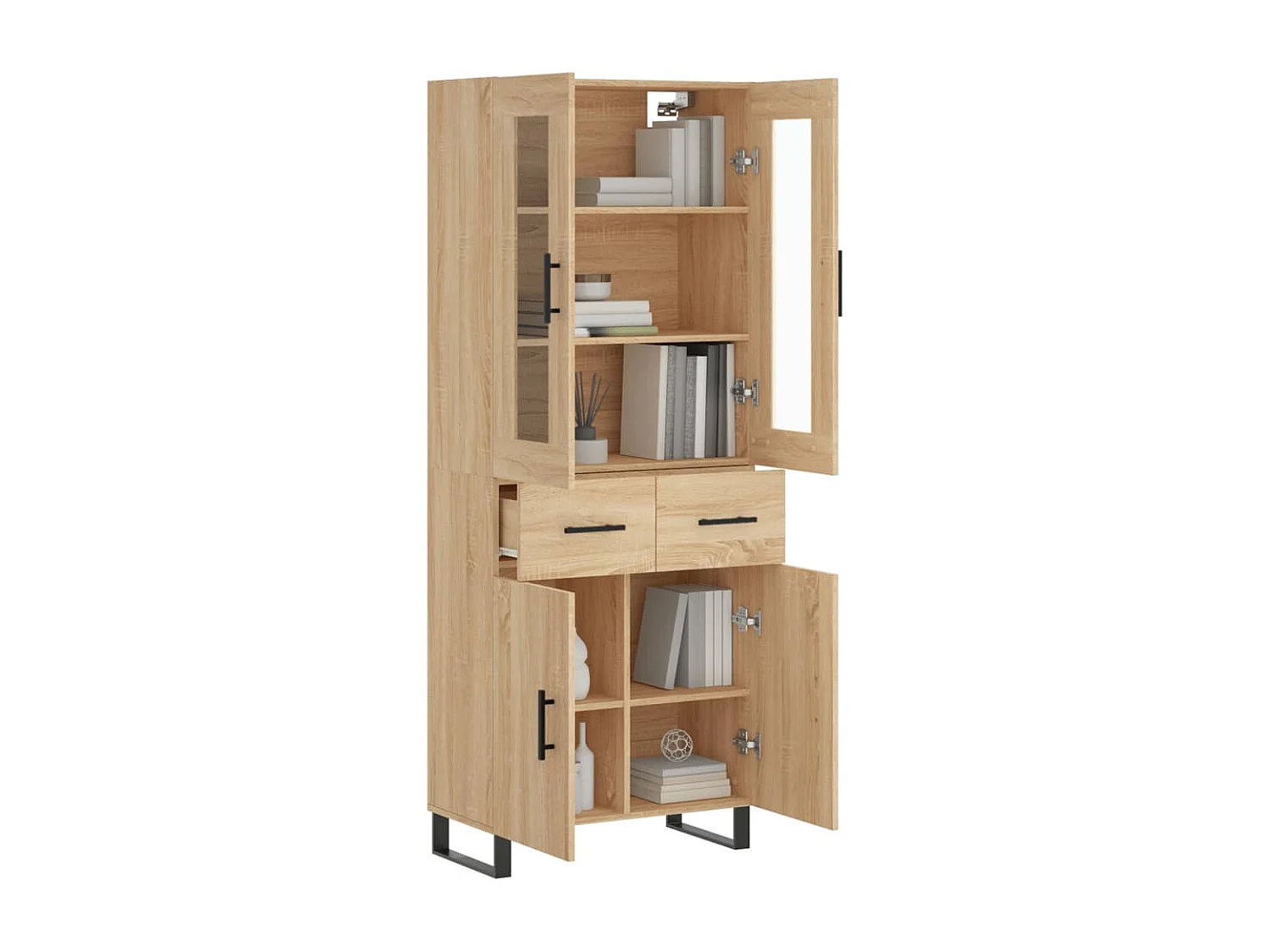 Hoog dressoir Sonoma eiken 69,5x34x180 cm Technisch hout