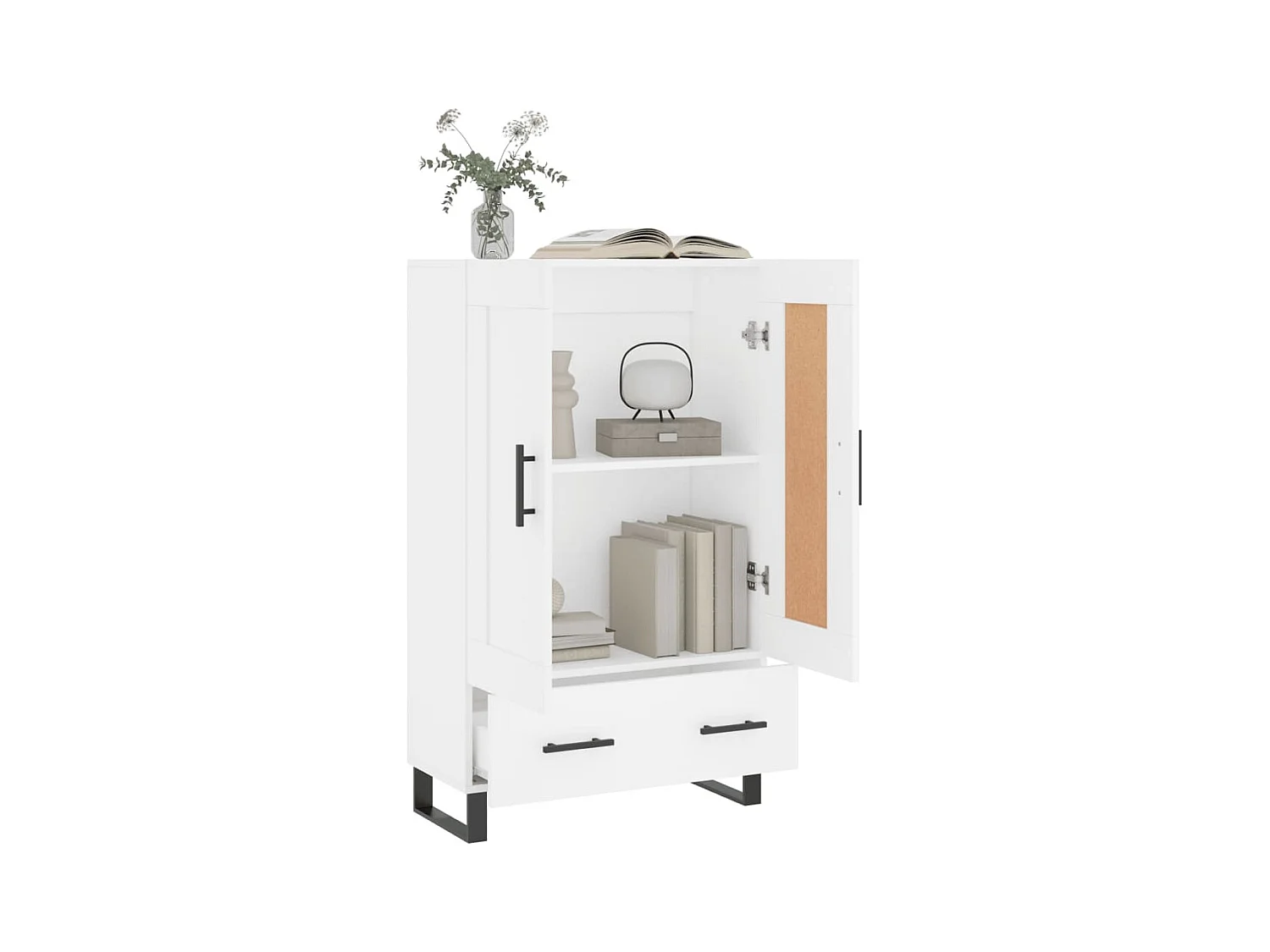 Wit hoog dressoir 69,5x31x115 cm bewerkt hout