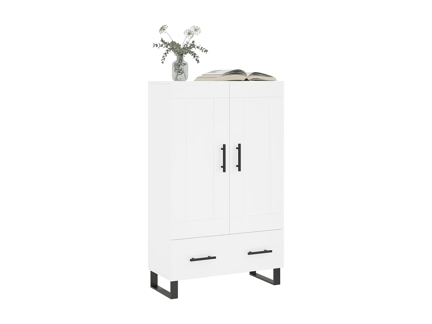 Credenza alta bianca 69,5x31x115 cm in legno ingegnerizzato