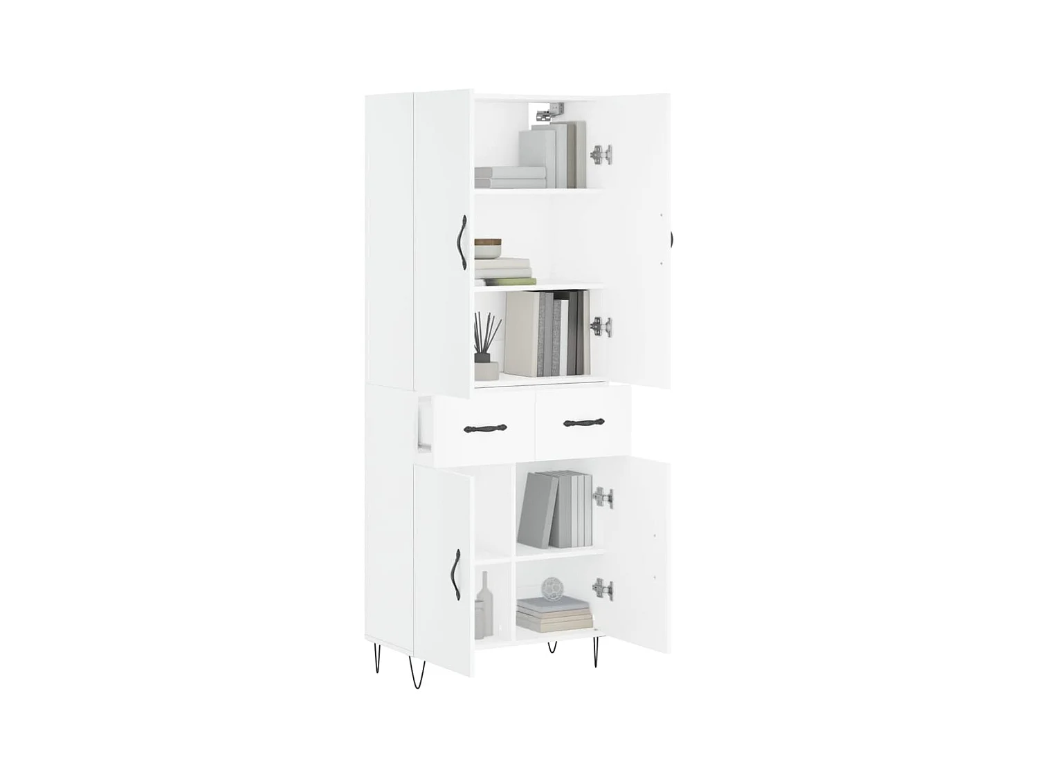 Credenza alta bianca 69,5x34x180 cm Legno ingegnerizzato