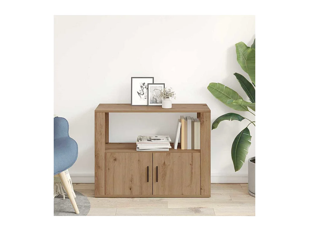 Aparador de roble artesanal 80 x 30 x 60 cm Madera de ingeniería