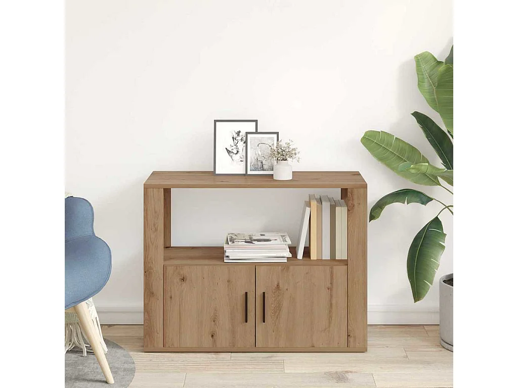 Aparador de roble artesanal 80 x 30 x 60 cm Madera de ingeniería