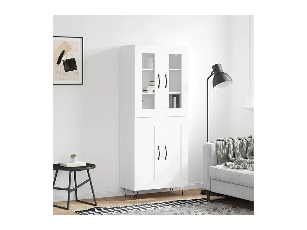 Wit hoog dressoir 69,5x34x180 cm Technisch hout