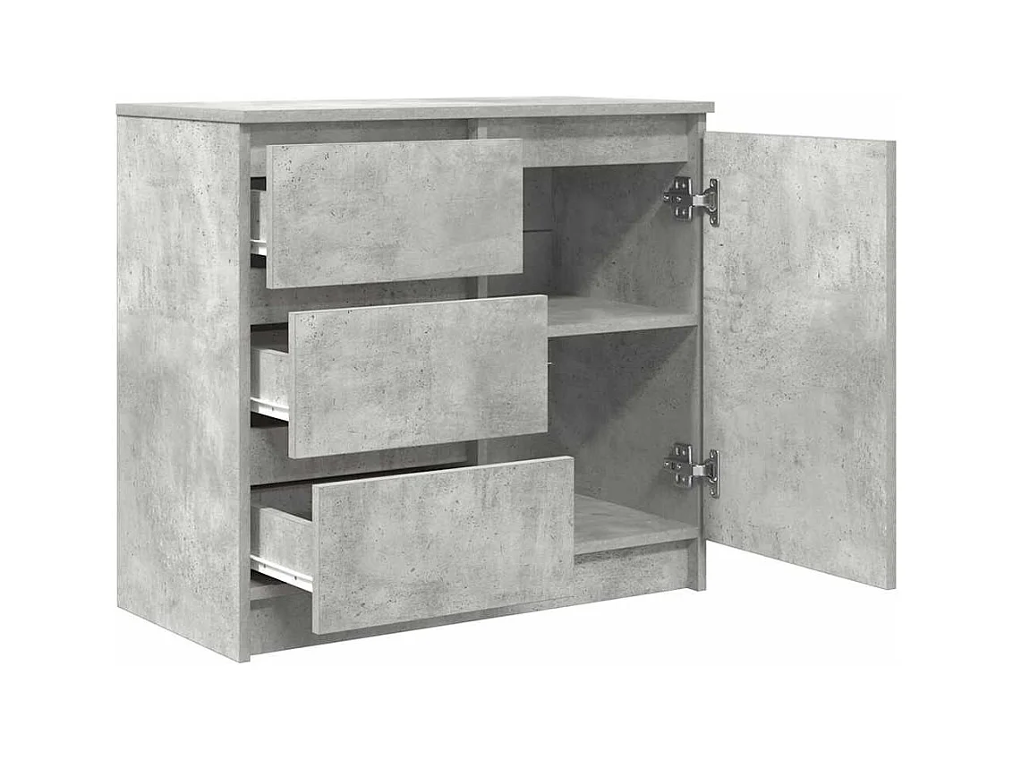 Buffet avec tiroir gris béton 71x35x65 cm bois d'ingénierie