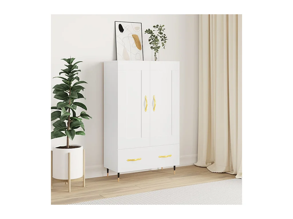 Wit hoog dressoir 69,5x31x115 cm bewerkt hout