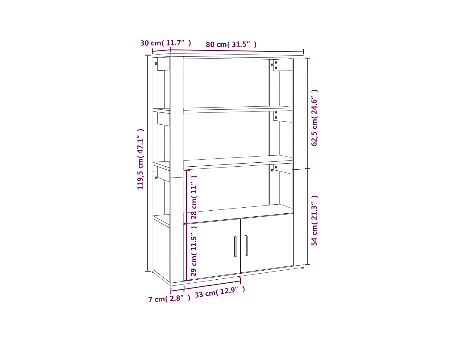 Gerookt Eiken Dressoir 80x30x119,5 cm Engineered Wood
