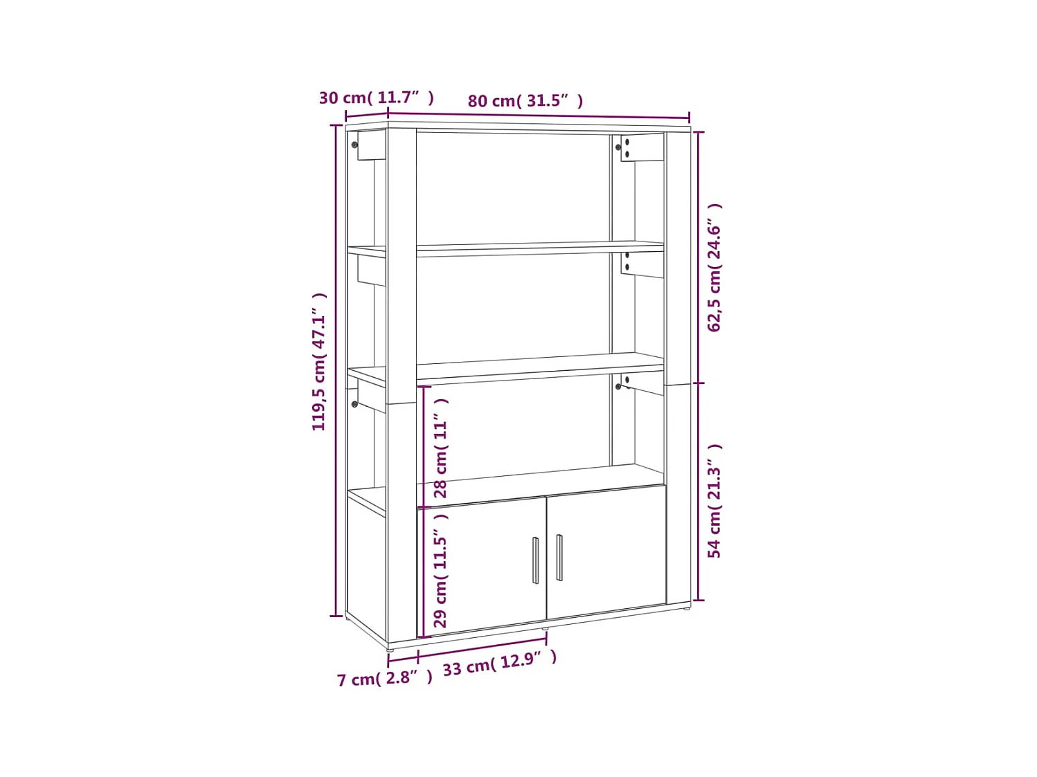 Gerookt Eiken Dressoir 80x30x119,5 cm Engineered Wood
