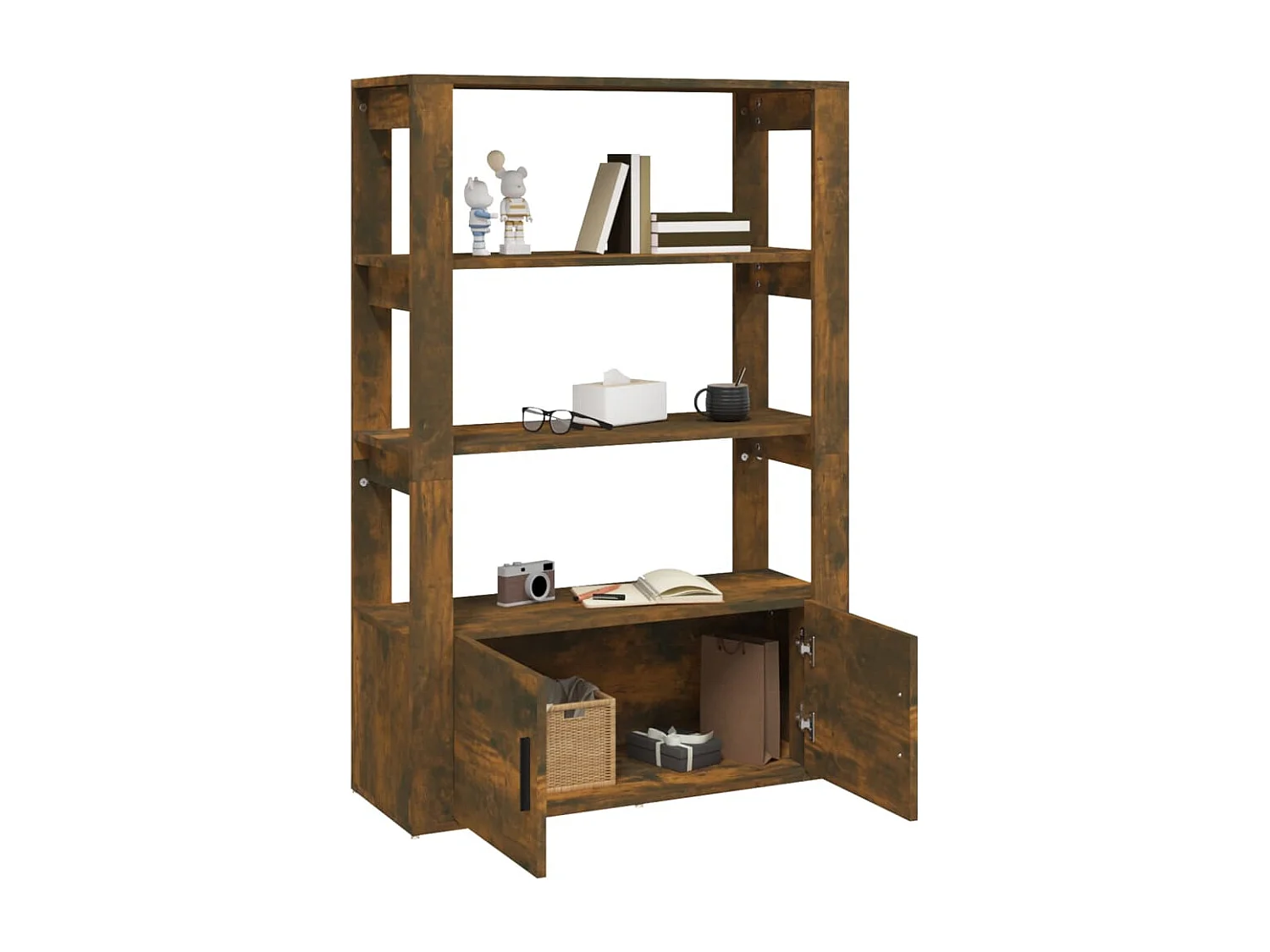 Credenza in rovere affumicato 80x30x119,5 cm in legno ingegnerizzato