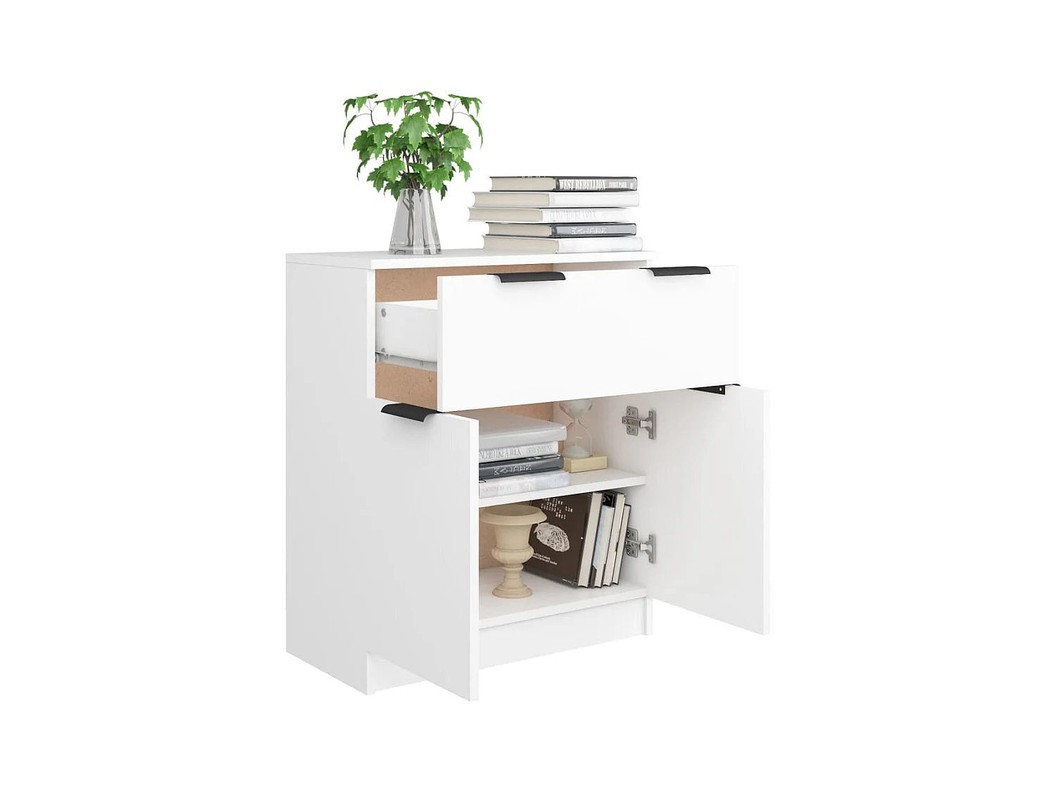 Wit dressoir 60x30x70 cm bewerkt hout