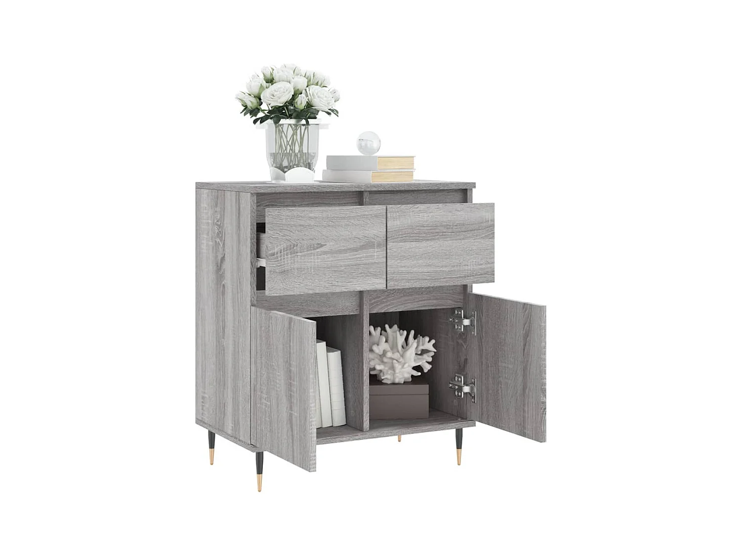 Credenza Sonoma grigia 60x35x70 cm Legno ingegnerizzato