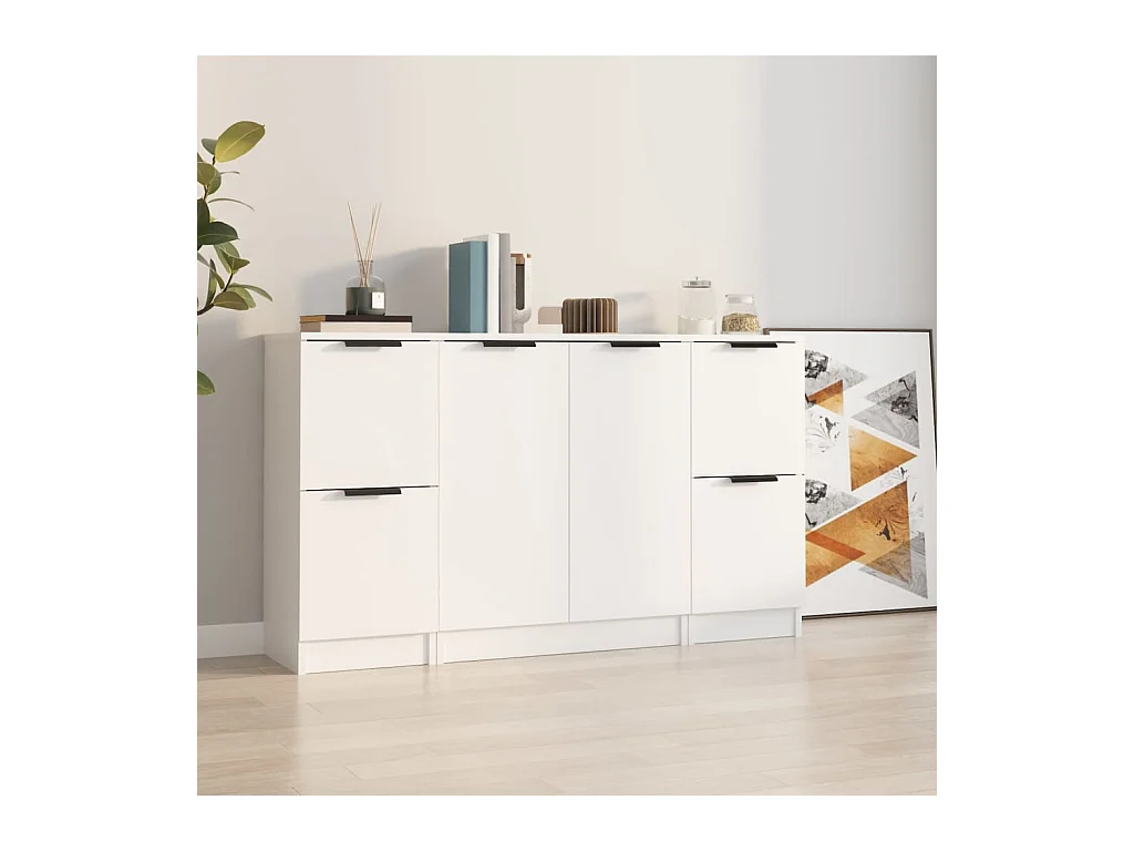 Buffets 3 pcs Blanc Bois d'ingénierie