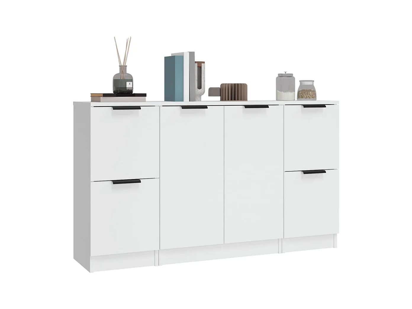 Buffets 3 pcs Blanc Bois d'ingénierie