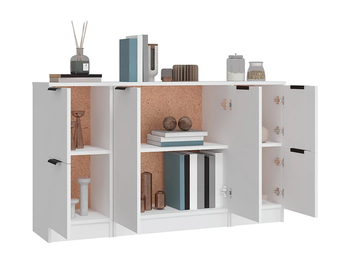 Buffets 3 pcs Blanc Bois d'ingénierie