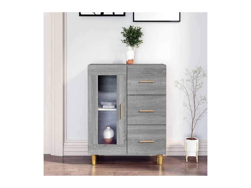 Sonoma dressoir grijs 69,5x34x90 cm bewerkt hout
