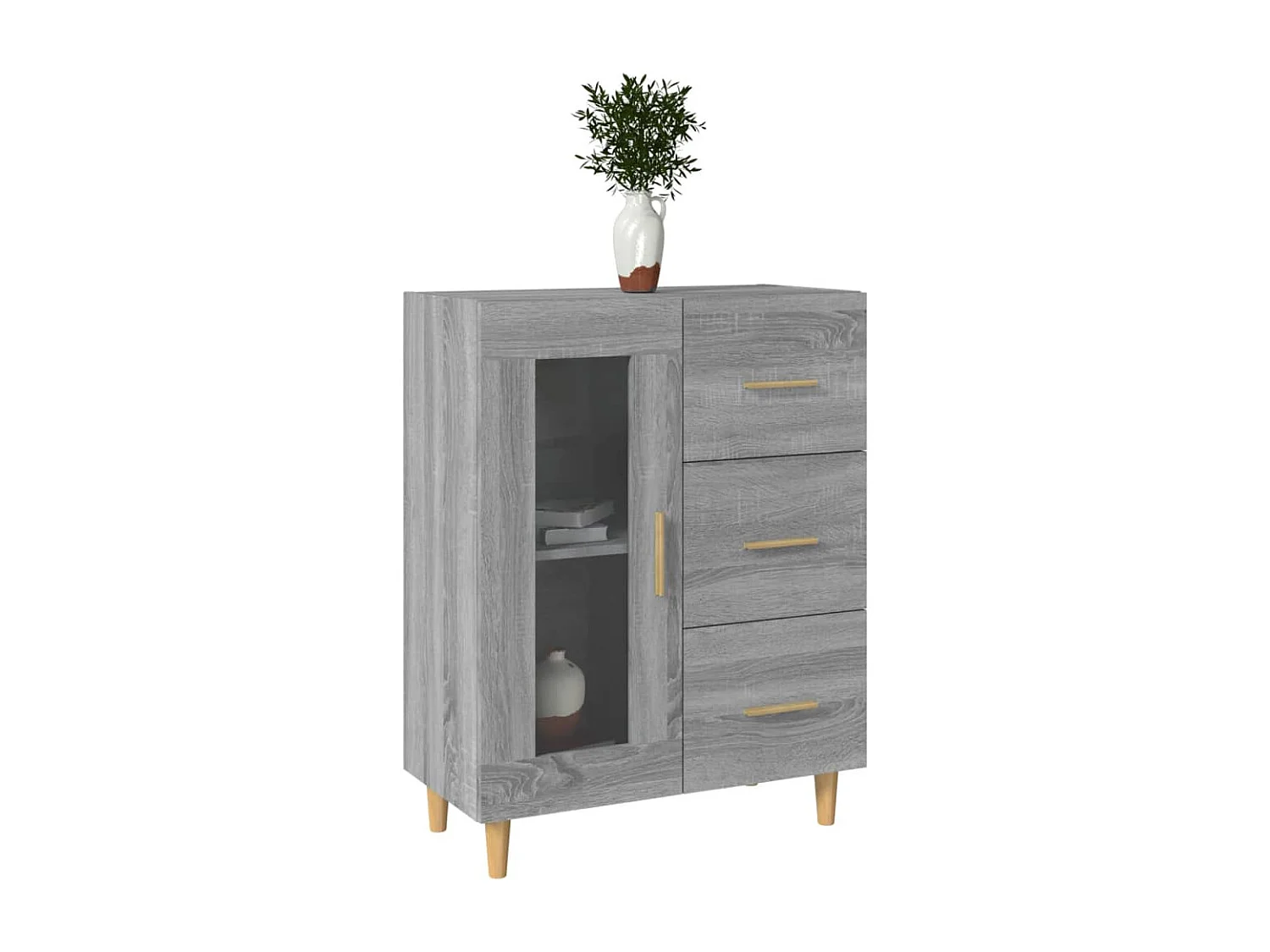 Credenza Sonoma grigia 69,5x34x90 cm in legno ingegnerizzato