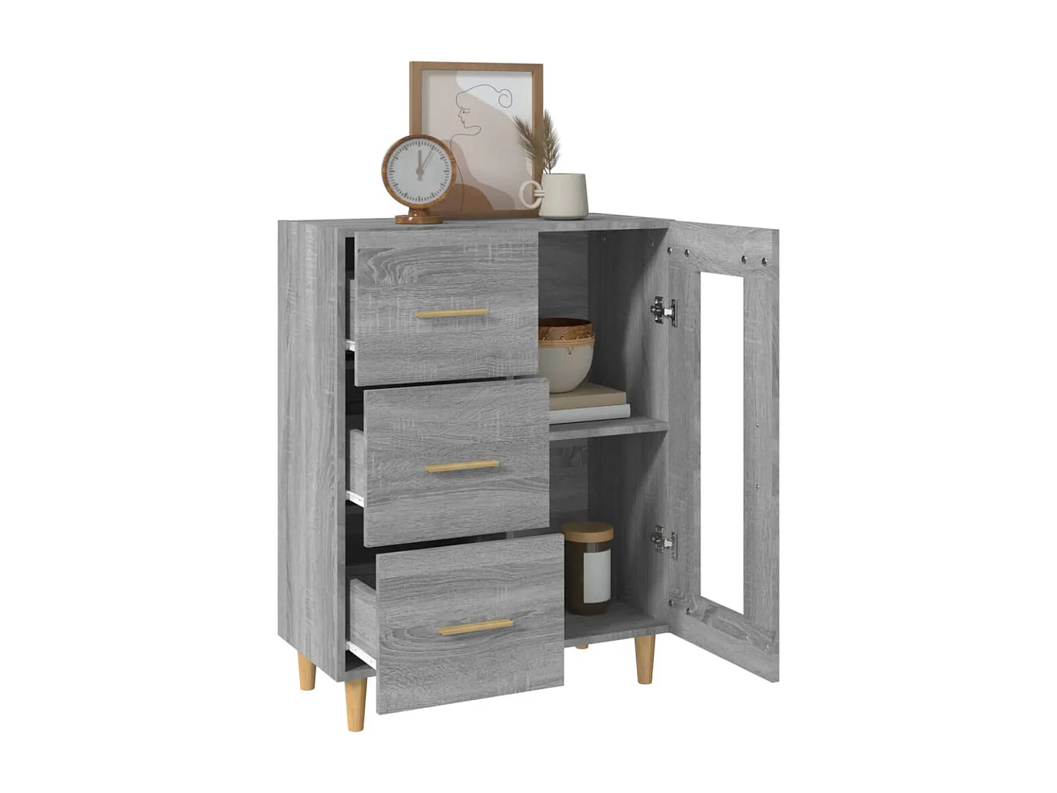 Credenza Sonoma grigia 69,5x34x90 cm in legno ingegnerizzato