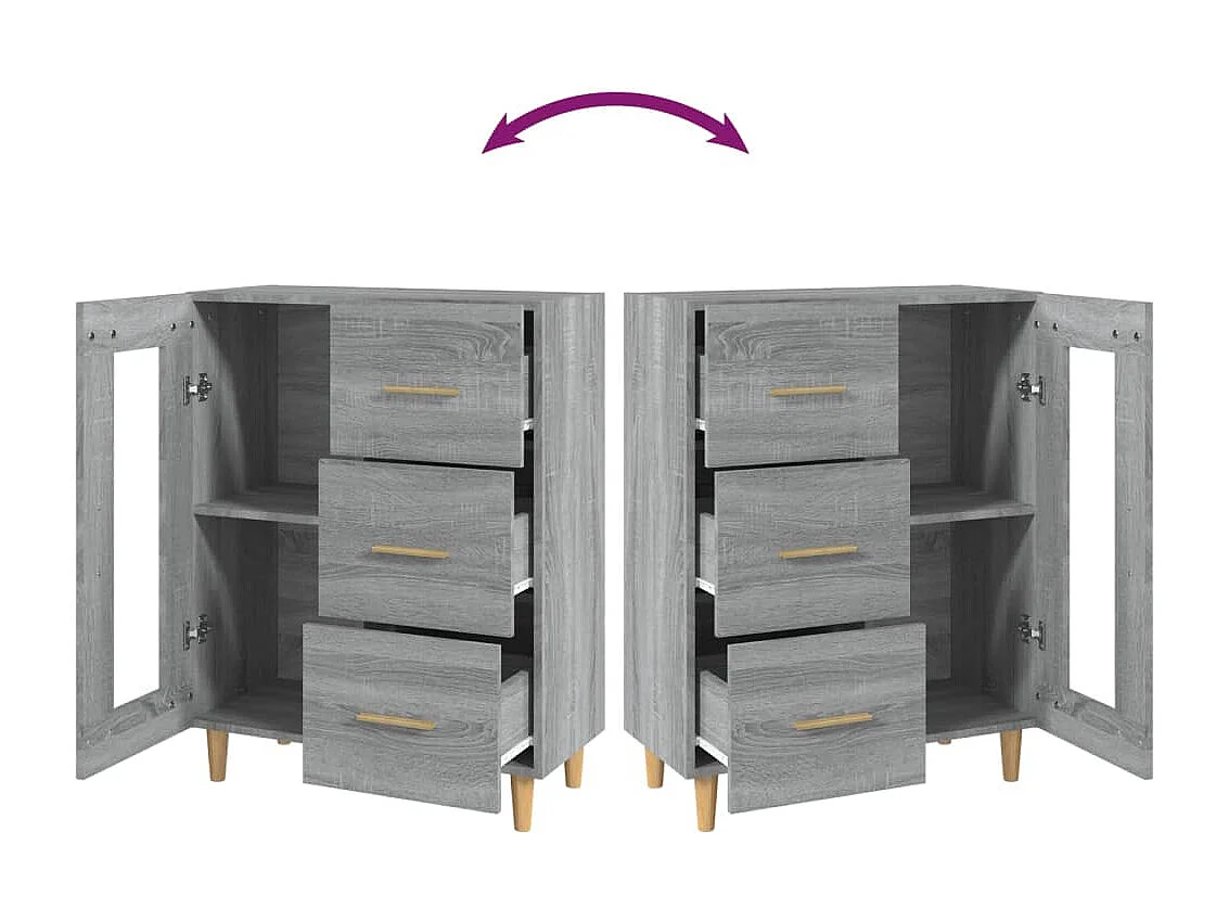 Credenza Sonoma grigia 69,5x34x90 cm in legno ingegnerizzato