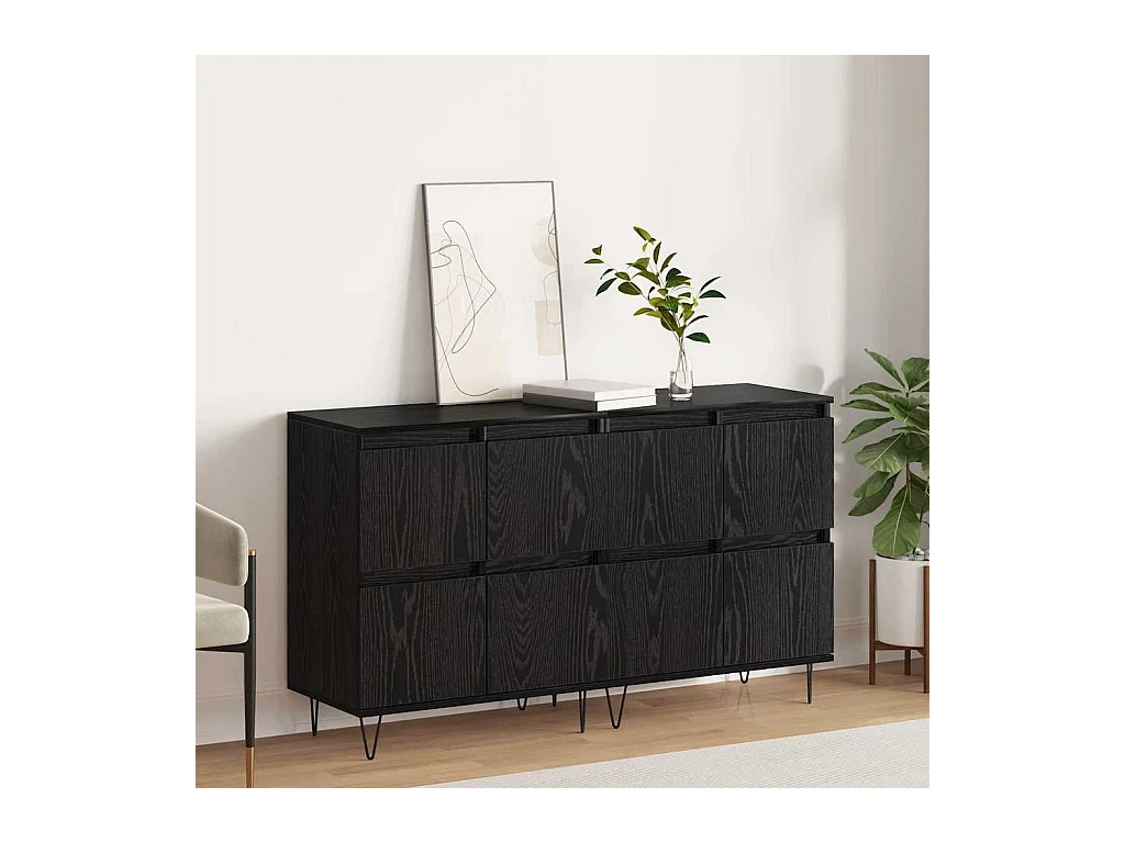 Buffets 2 pcs Chêne noir 120 x 35 x 70 cm Bois d'ingénierie