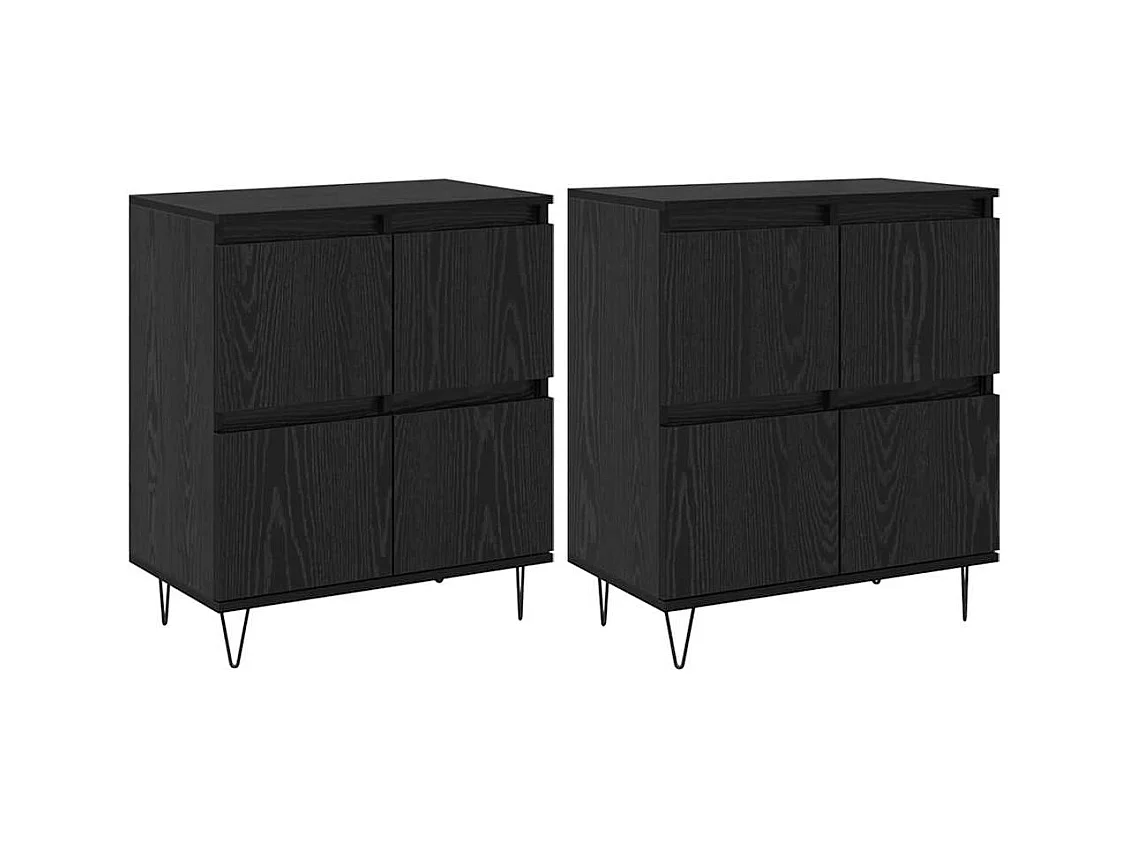 Buffets 2 pcs Chêne noir 120 x 35 x 70 cm Bois d'ingénierie