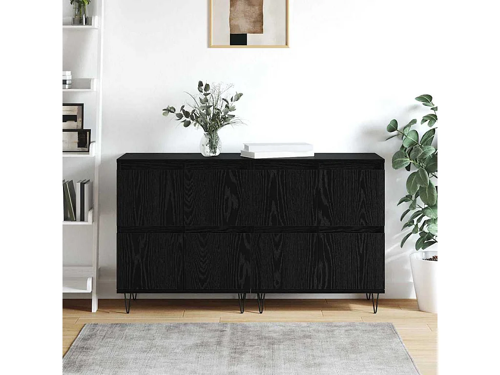 Buffets 2 pcs Chêne noir 120 x 35 x 70 cm Bois d'ingénierie