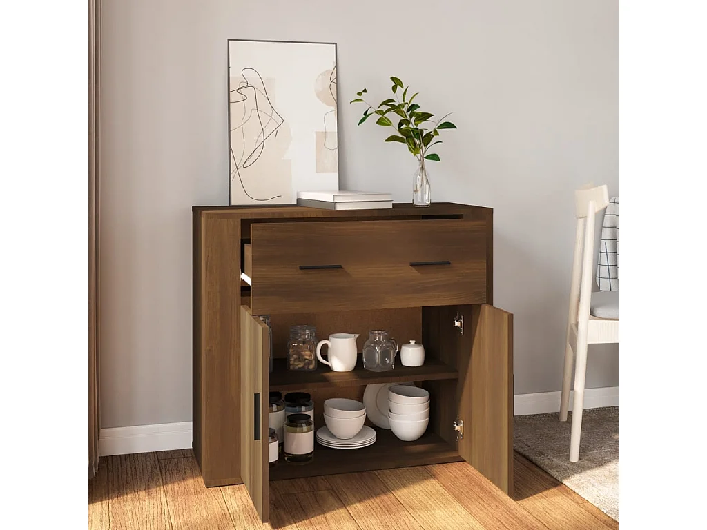 Credenza Rovere Marrone 80x33x70 cm Legno ingegnerizzato