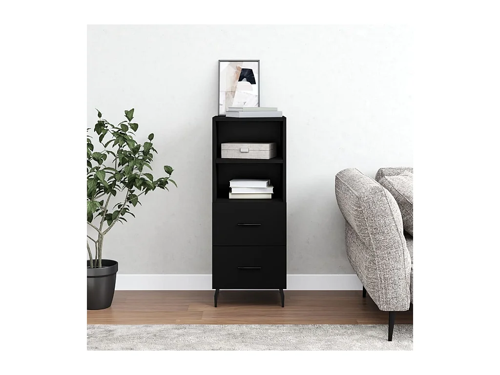 Zwart dressoir 34,5x34x90 cm bewerkt hout