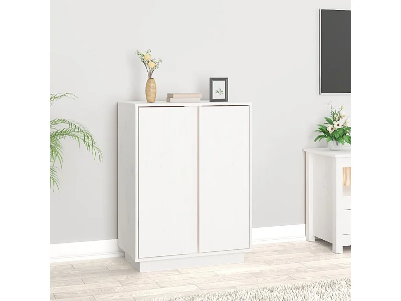 Buffet Blanc 60x35x80 cm Bois massif de pin