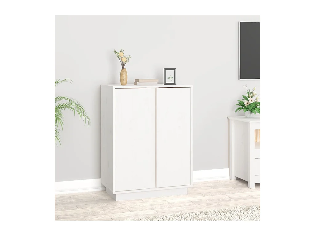 Buffet Blanc 60x35x80 cm Bois massif de pin