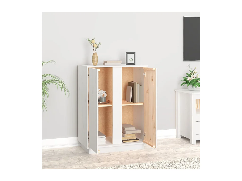 Buffet Blanc 60x35x80 cm Bois massif de pin