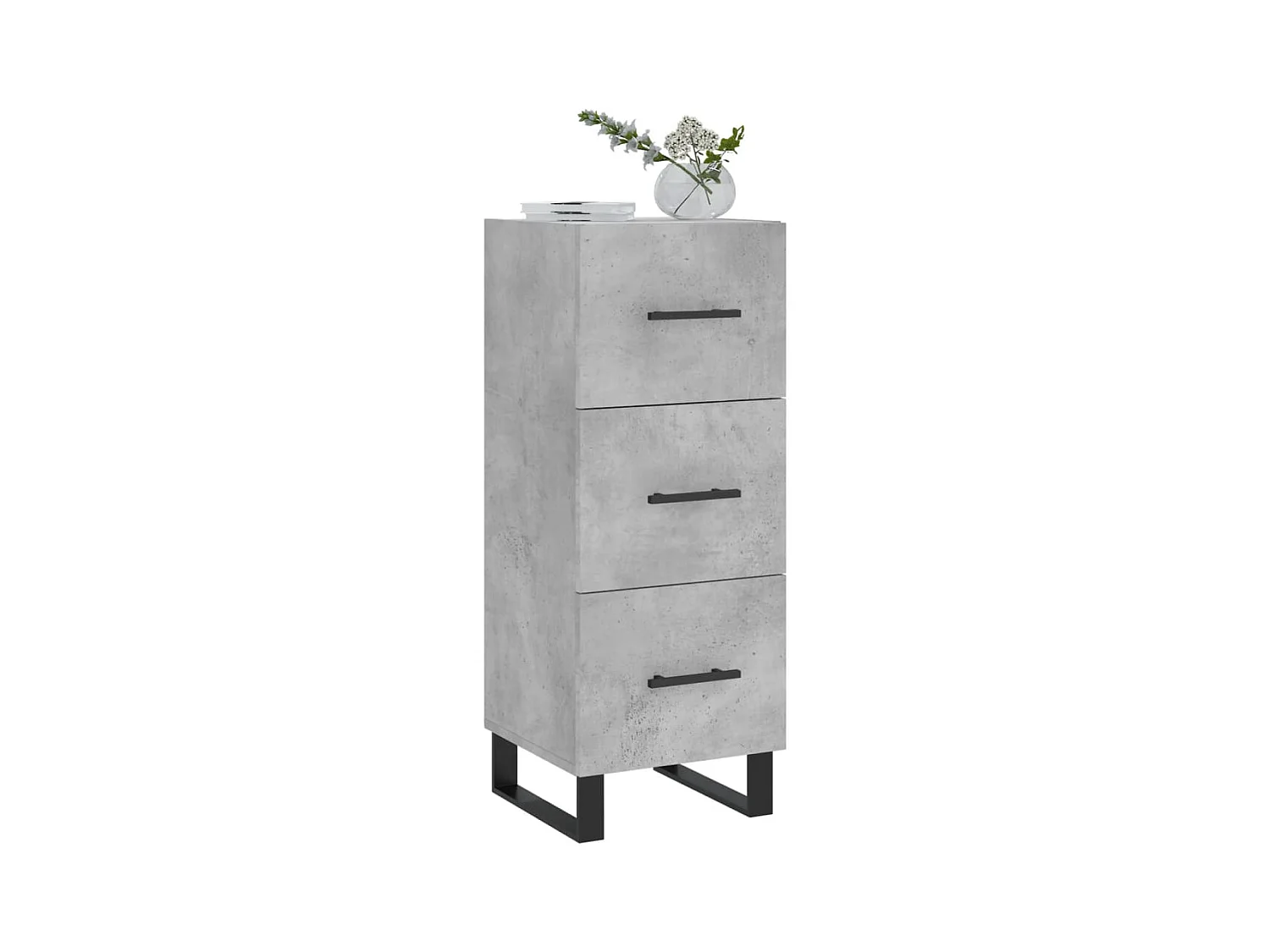Buffet Gris béton 34,5x34x90 cm Bois d'ingénierie