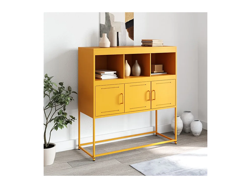 Buffet jaune moutarde 100,5x39x107 cm acier