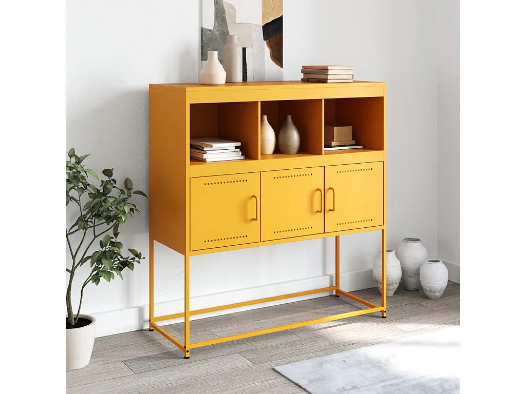 Buffet jaune moutarde 100,5x39x107 cm acier