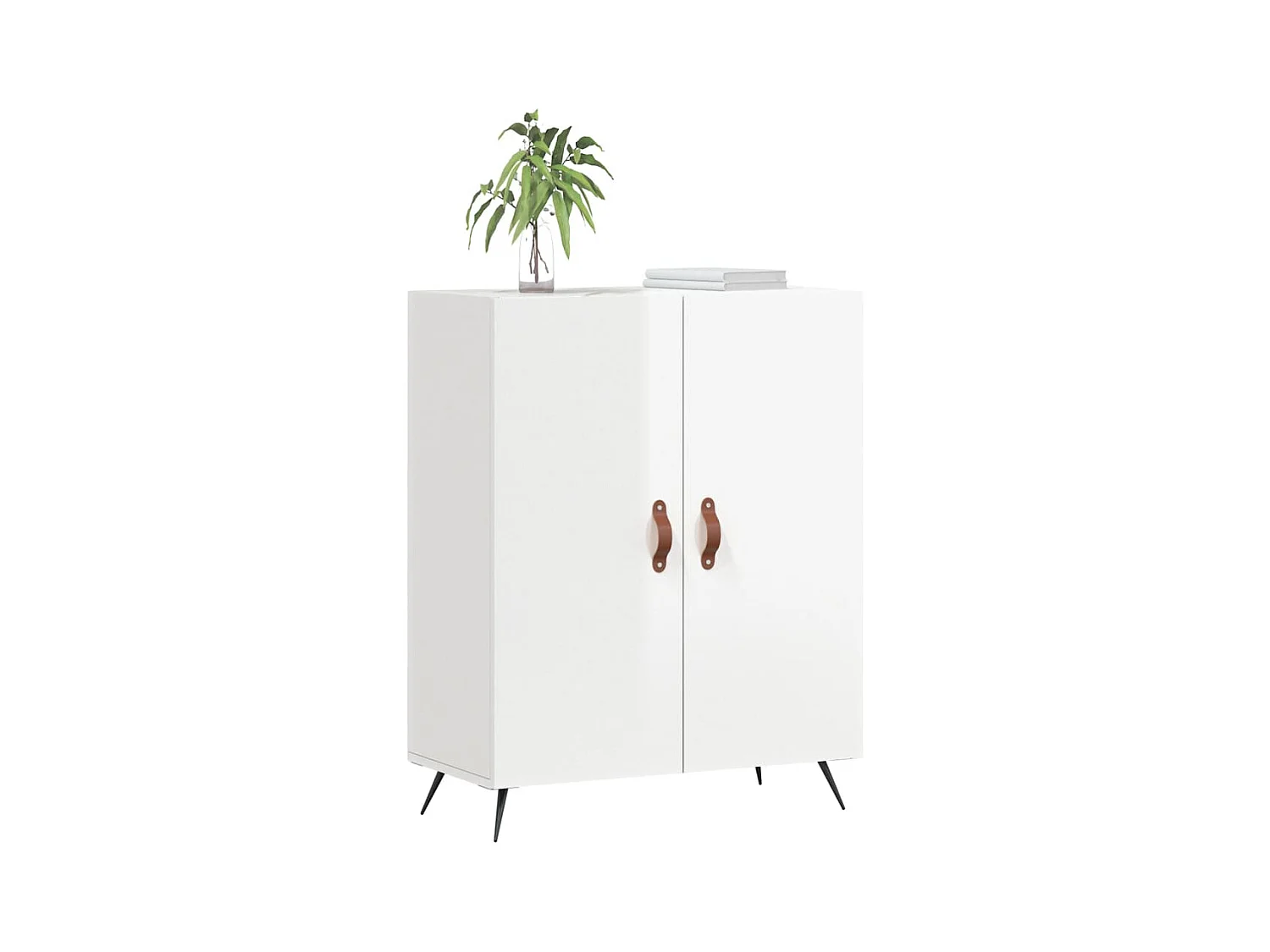 Buffet Blanc brillant 69,5x34x90 cm Bois d'ingénierie