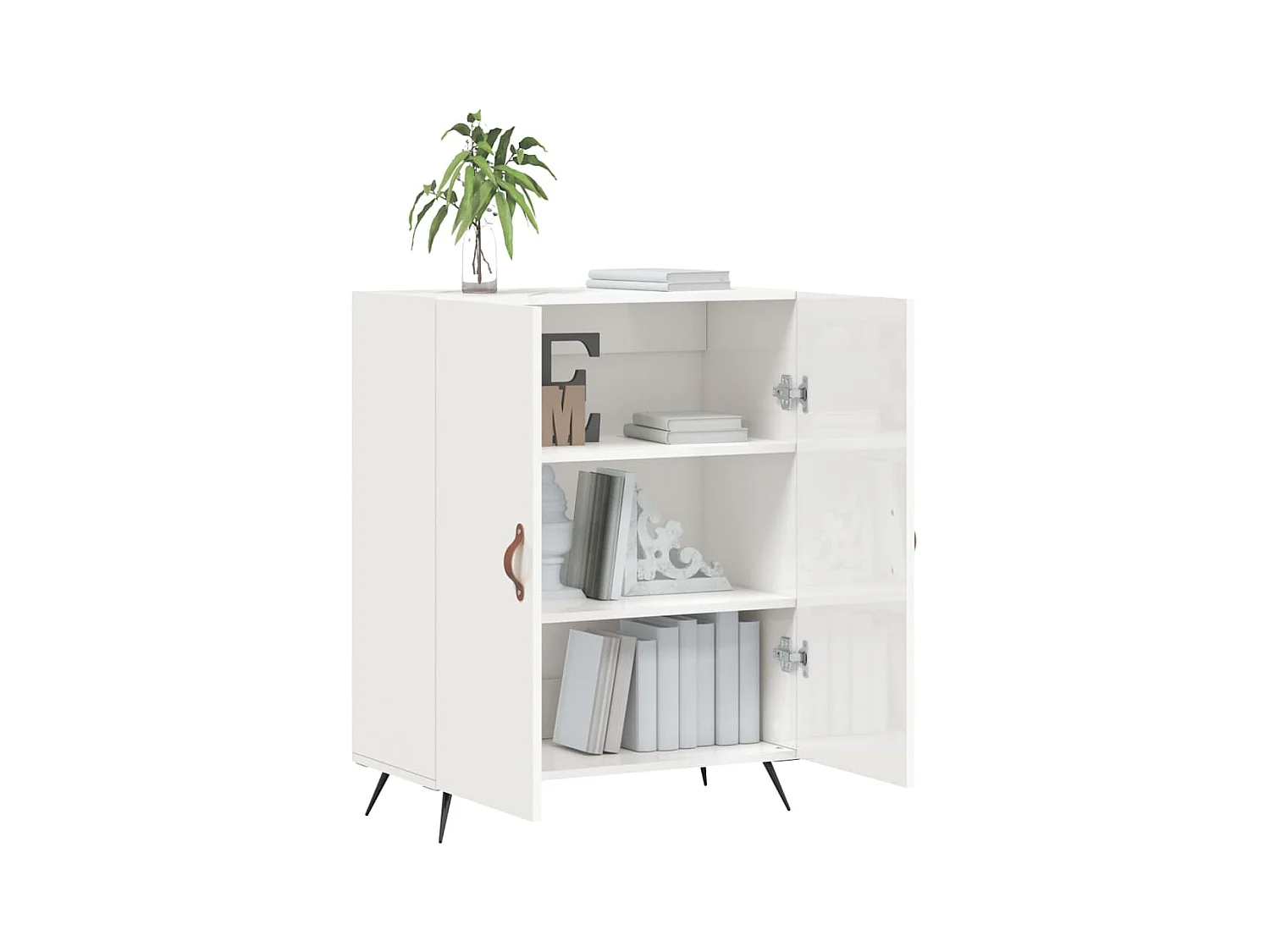 Buffet Blanc brillant 69,5x34x90 cm Bois d'ingénierie