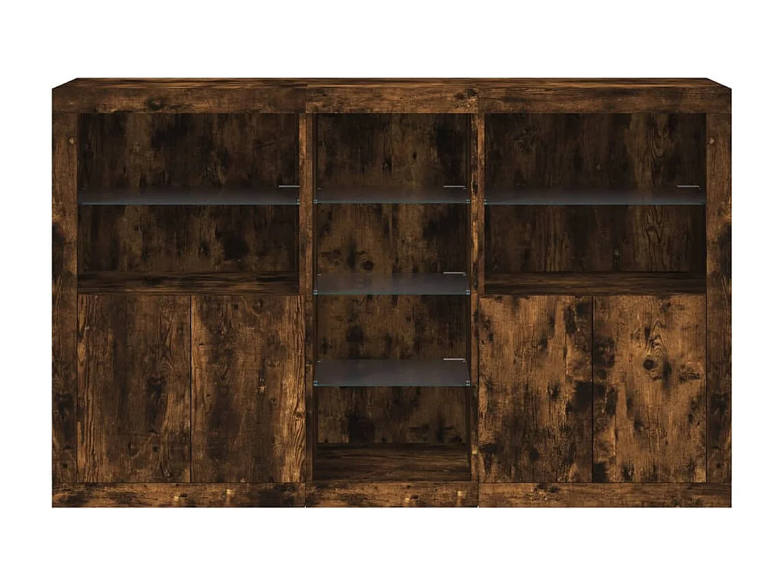 Credenza con luci LED rovere affumicato 162x37x100 cm