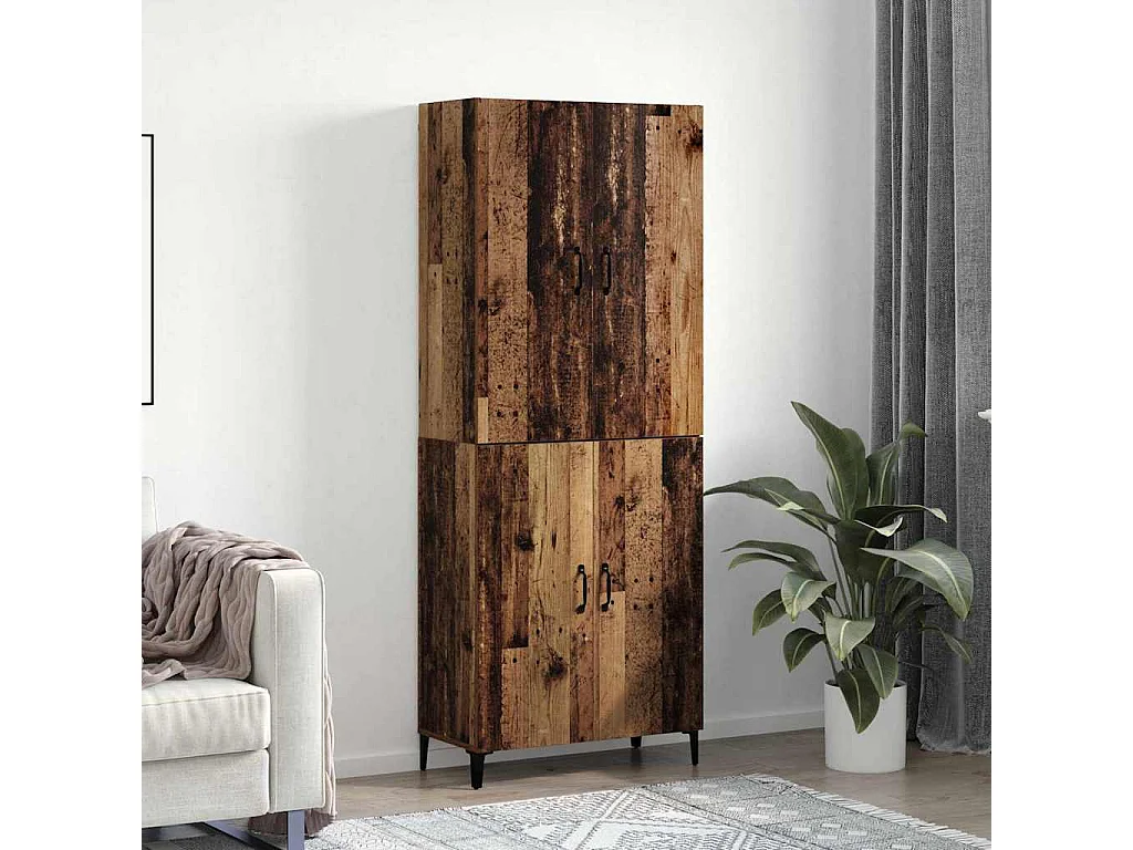 Mobile alto 2 pezzi Legno antico 69,5 x 34 x 180 cm