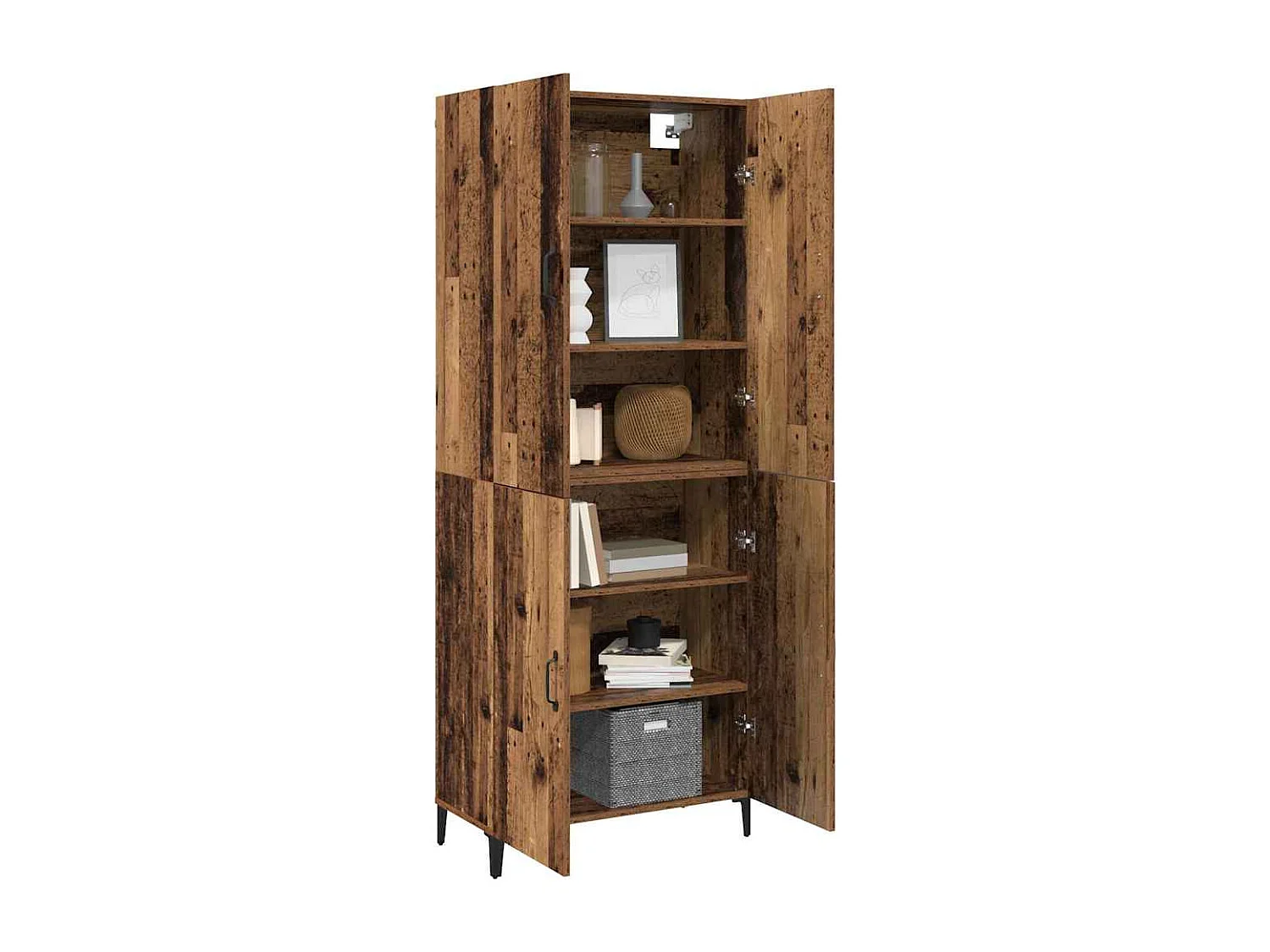 Mobile alto 2 pezzi Legno antico 69,5 x 34 x 180 cm