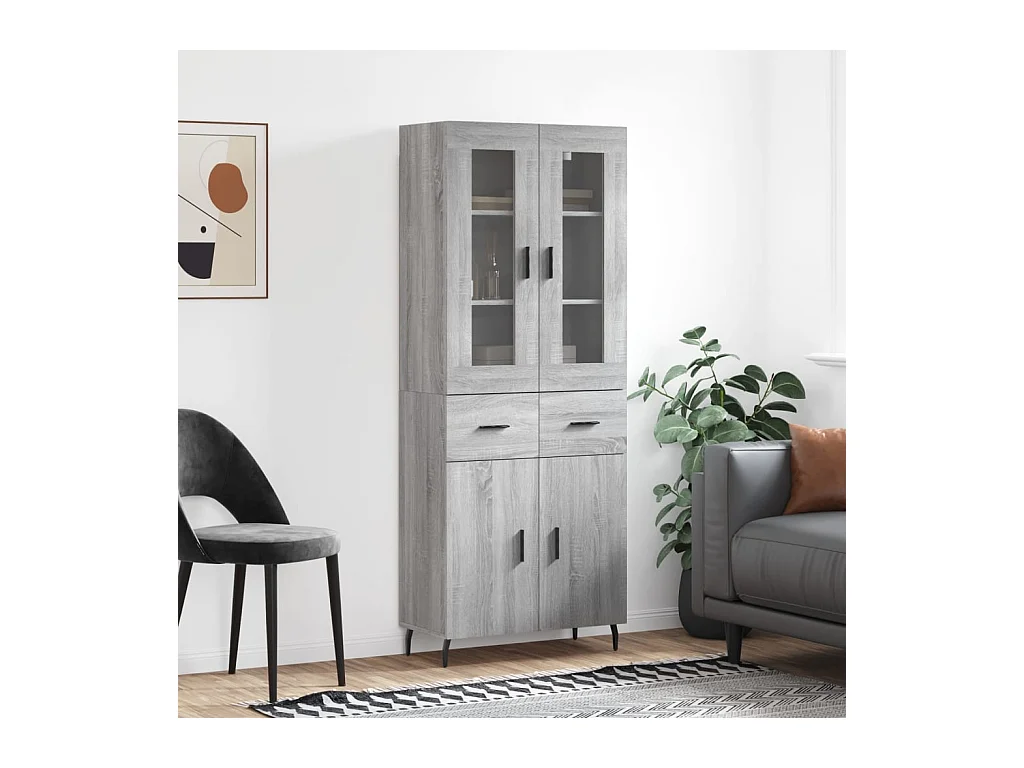 Buffet haut Sonoma gris 69,5x34x180 cm Bois d'ingénierie