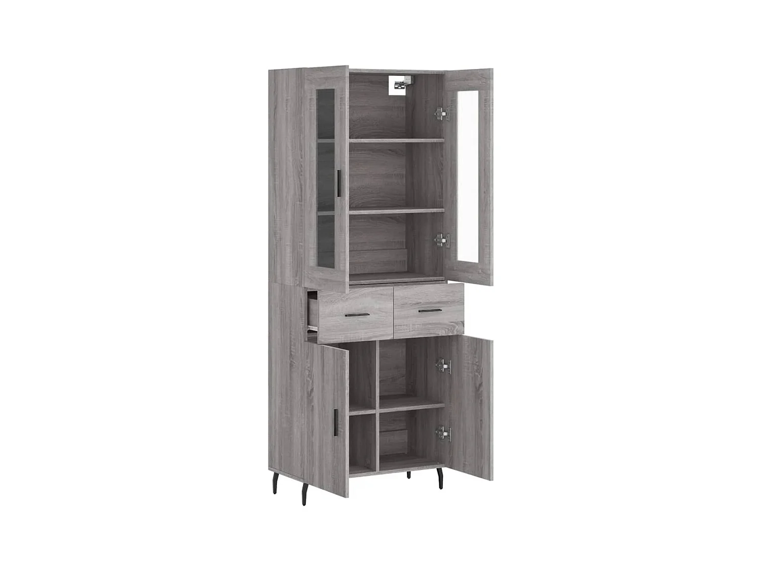 Sonoma hoog dressoir grijs 69,5x34x180 cm Technisch hout