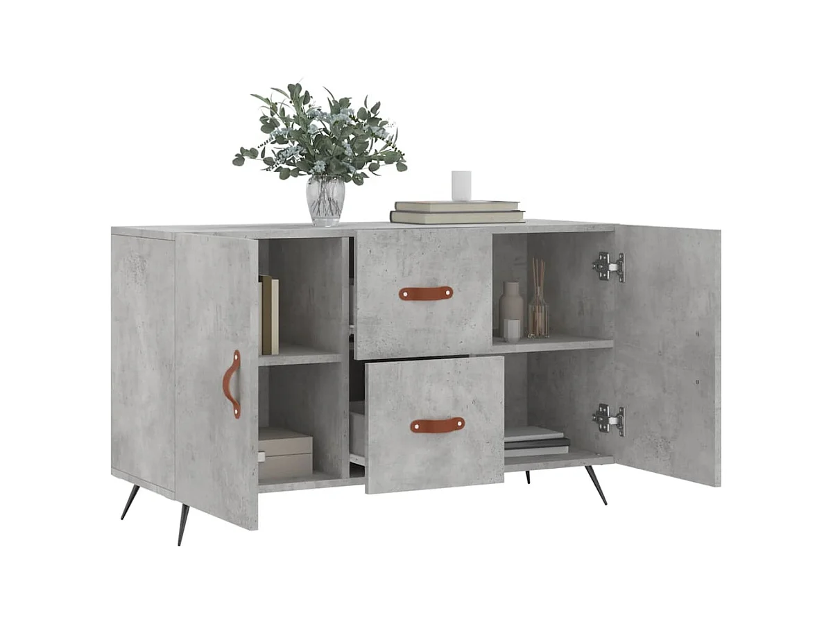 Buffet gris béton 100x36x60 cm bois d'ingénierie