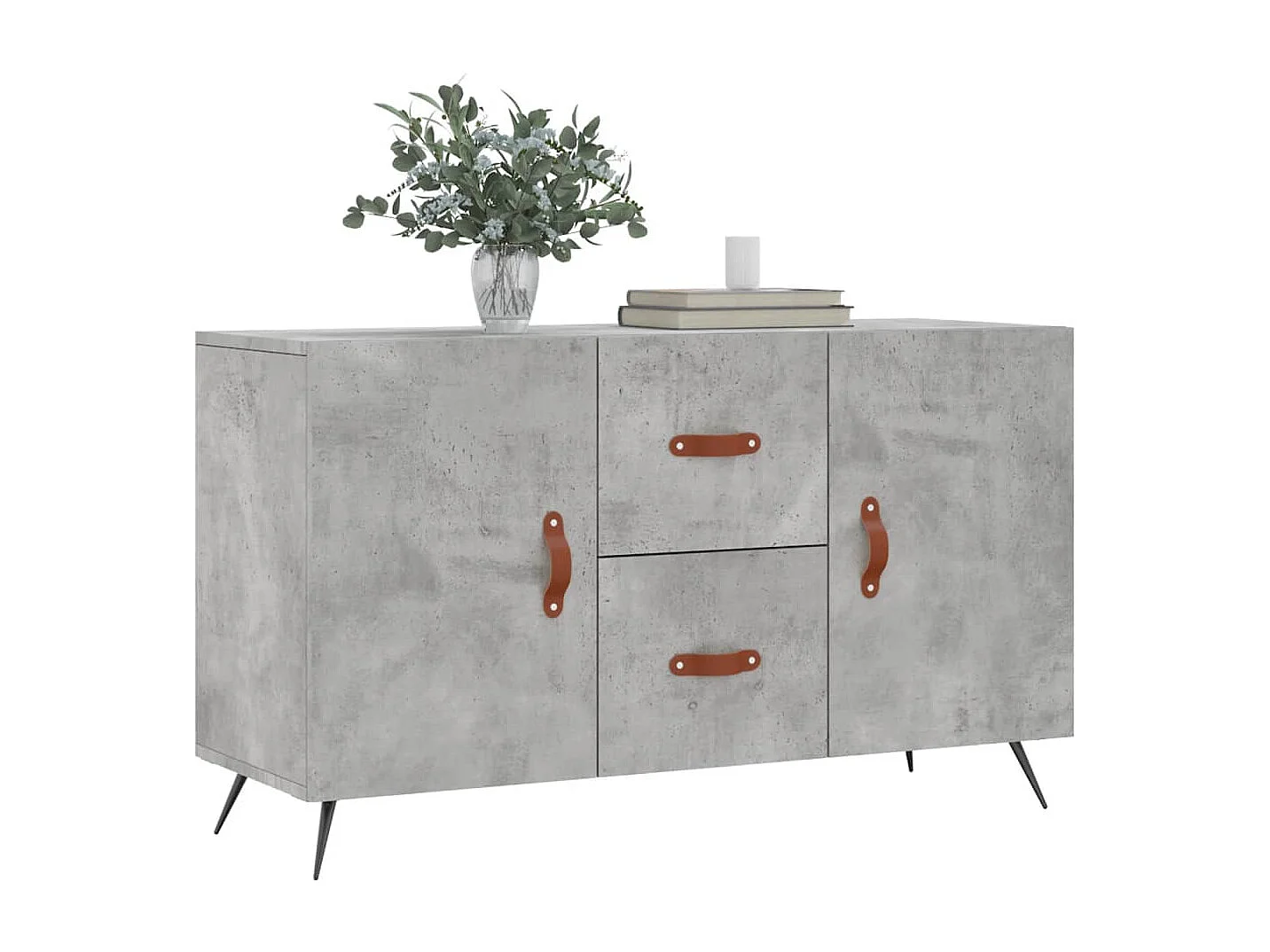 Buffet gris béton 100x36x60 cm bois d'ingénierie