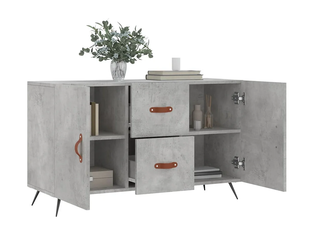 Buffet gris béton 100x36x60 cm bois d'ingénierie