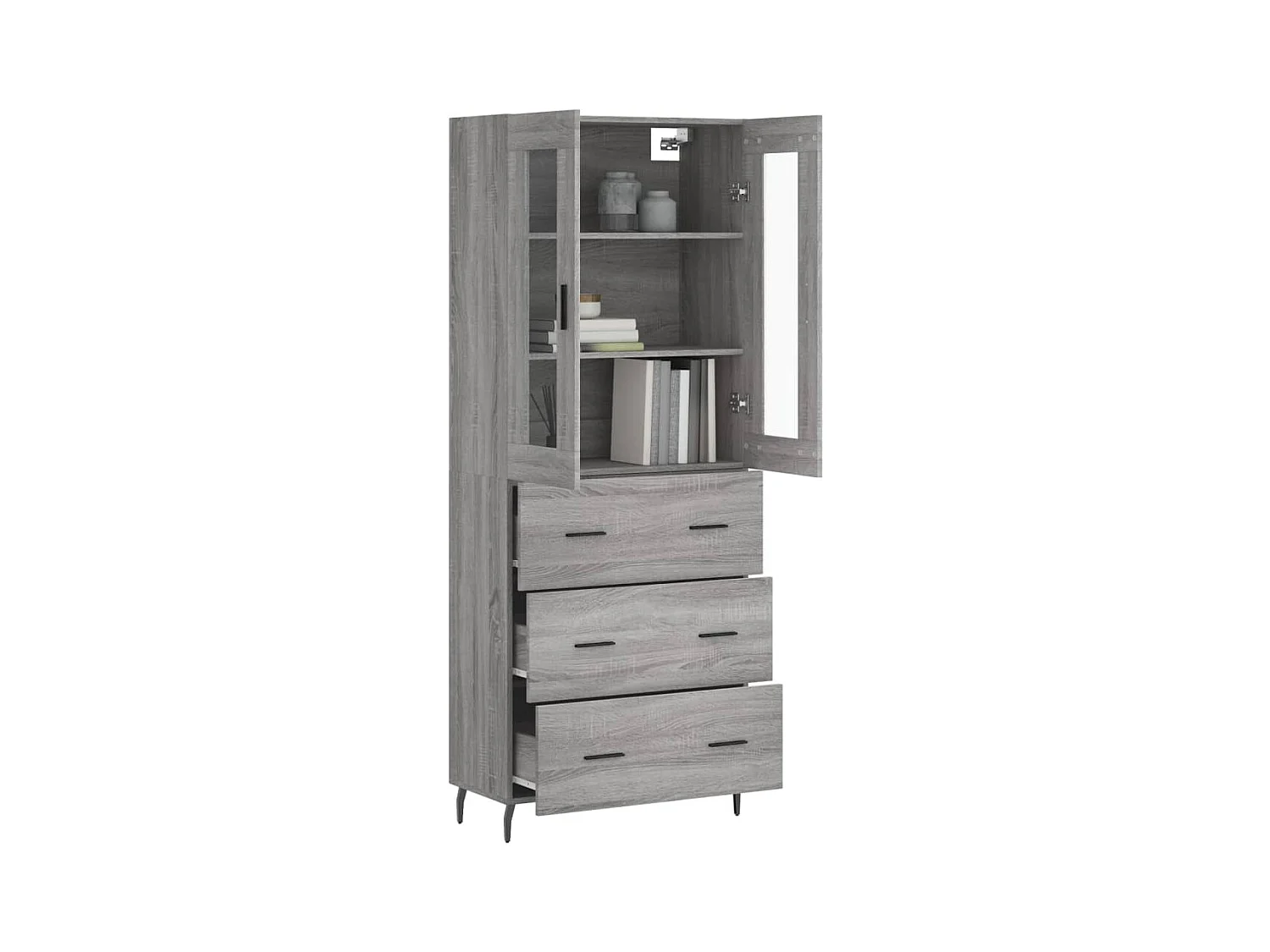 Sonoma hoog dressoir grijs 69,5x34x180 cm Technisch hout